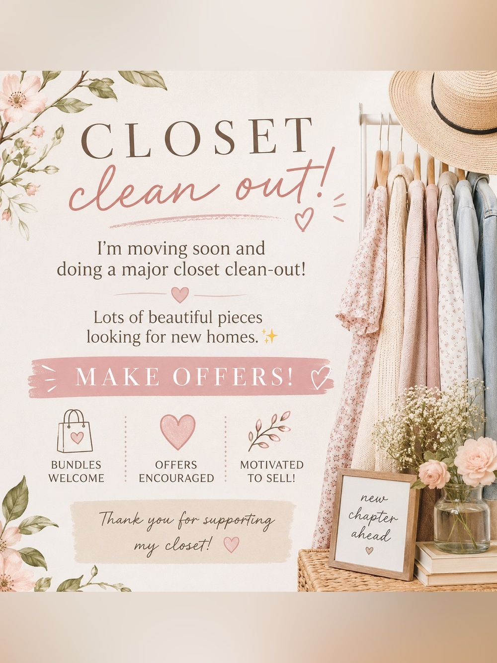 Closet Clean Out, Moving Sale